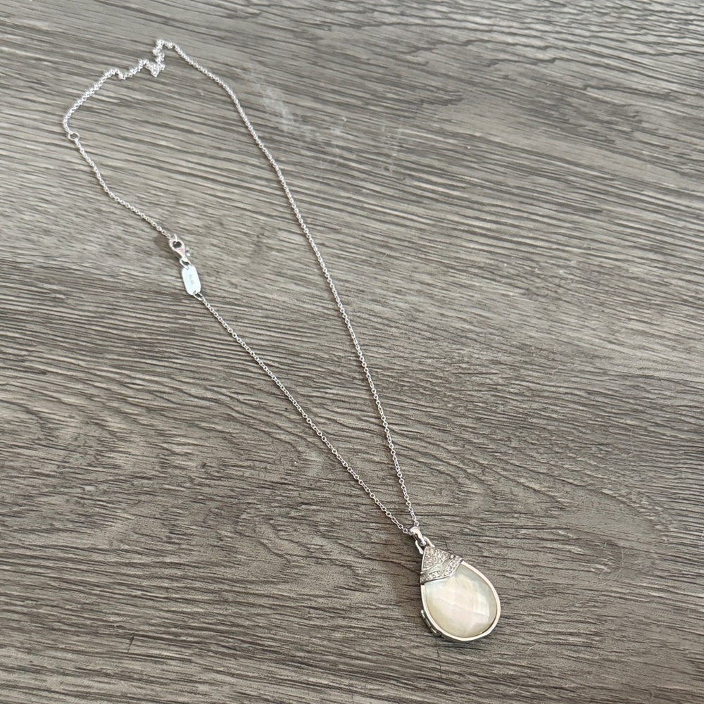 Ella Silver and Mother Of Pearl Locket Necklace 18” chain